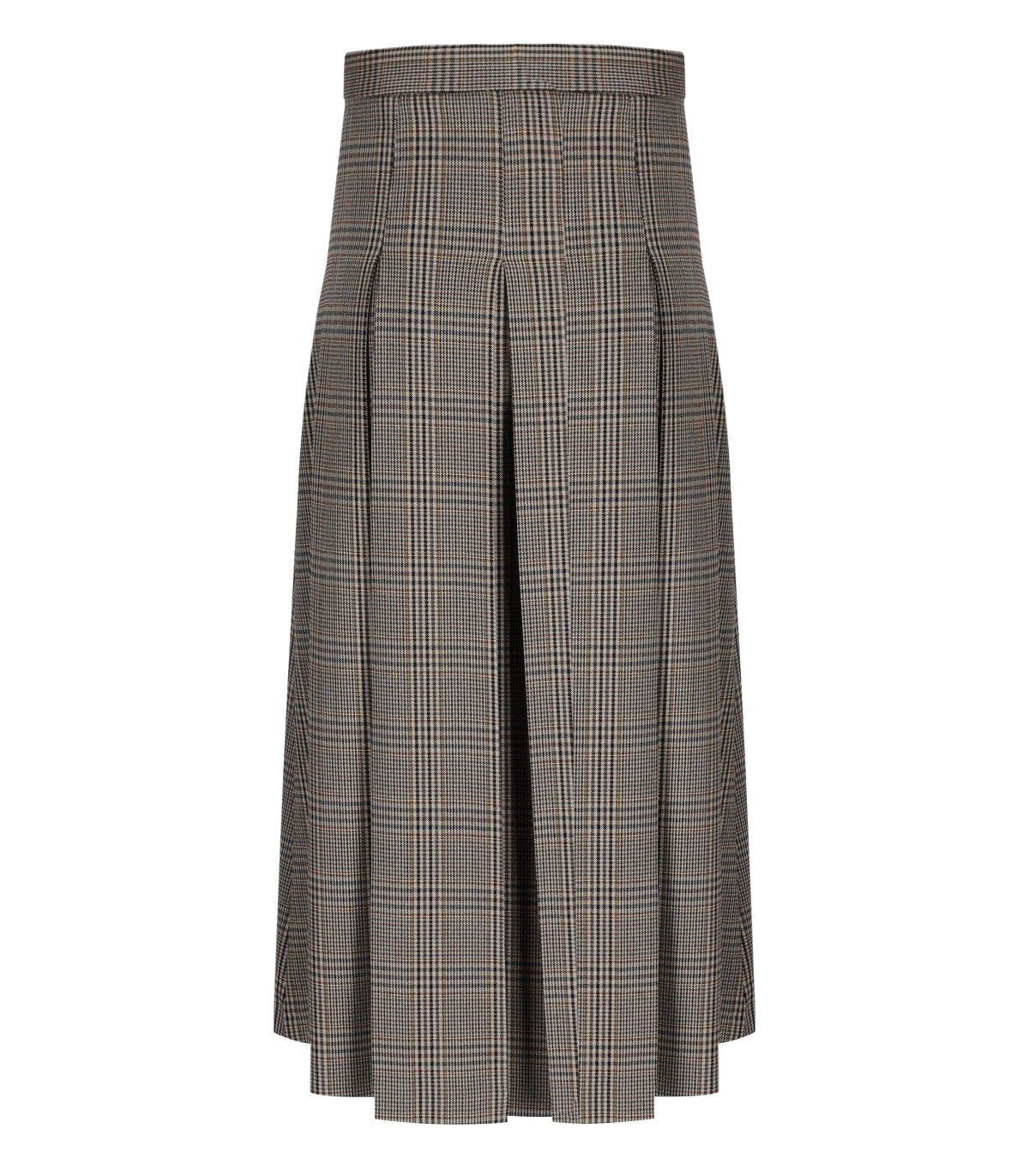 K.K. BEIGE CHECK MIDI SKIRT