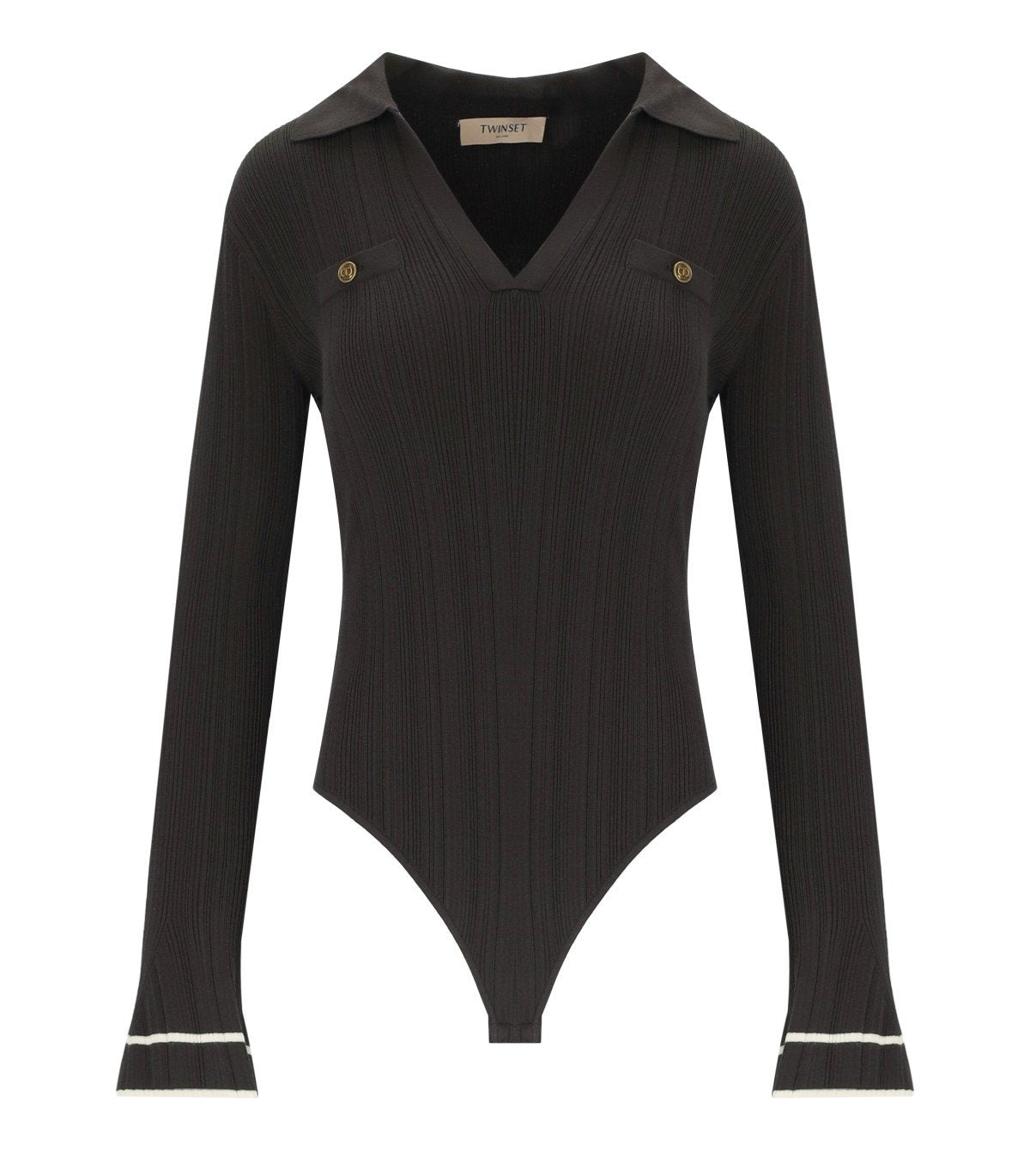 TWINSET CHOCOLATE POLO-BODYSUIT
