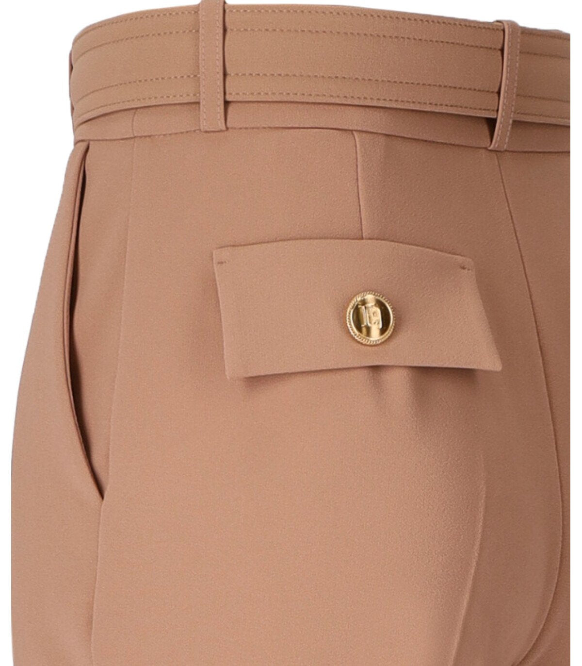 ELISABETTA FRANCHI NUDE PANTS WITH BELT