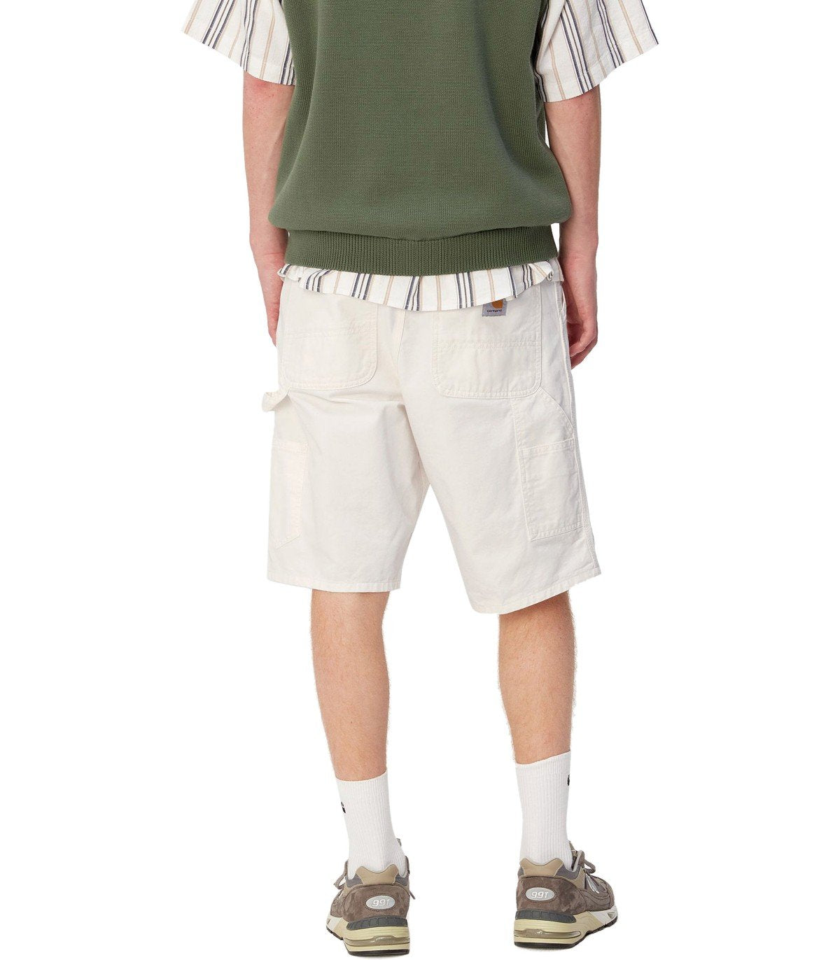 CARHARTT WIP SINGLE KNEE OFF-WHITE BERMUDA SHORTS