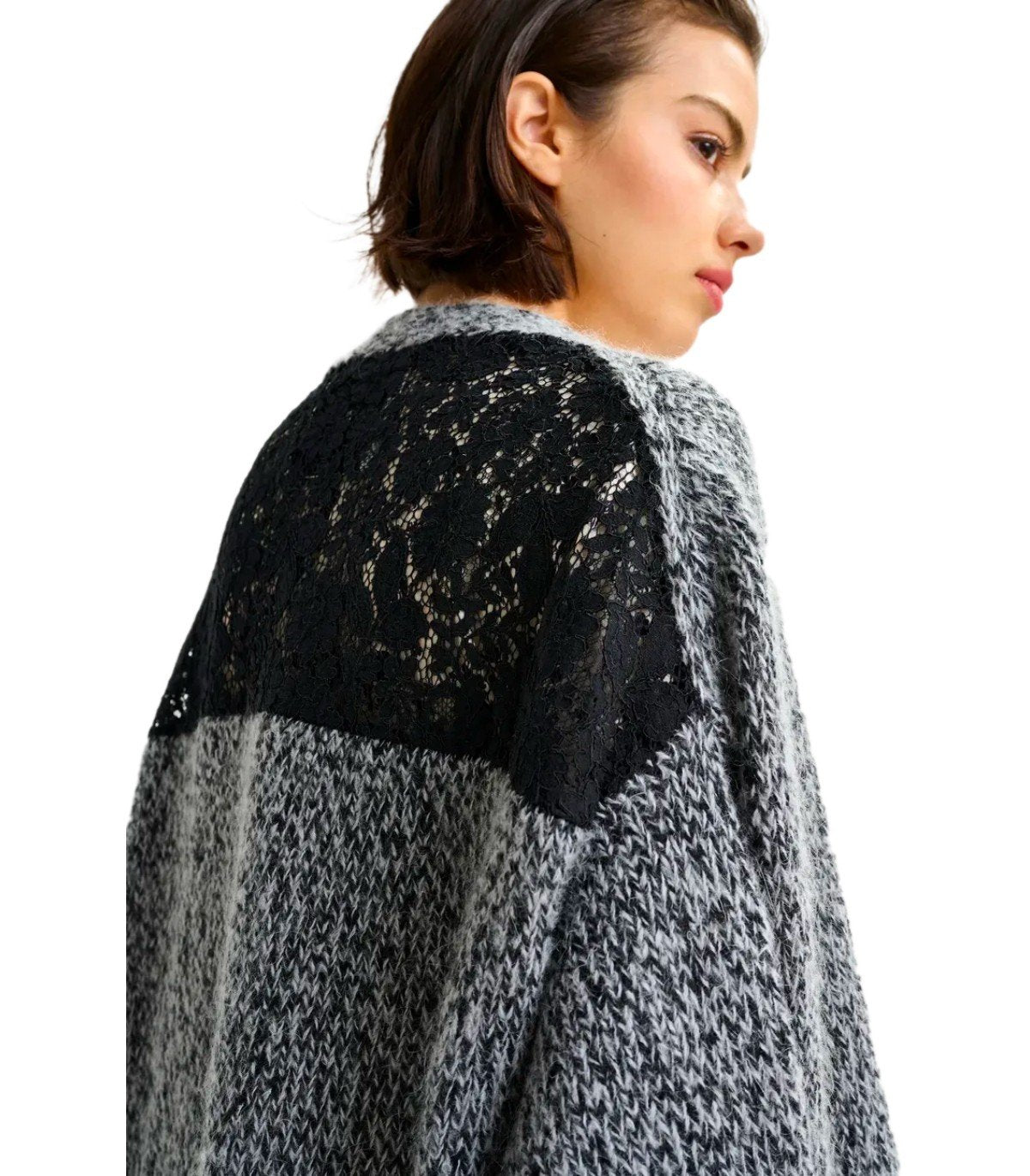 ESSENTIEL ANTWERP INLACE BLACK CARDIGAN
