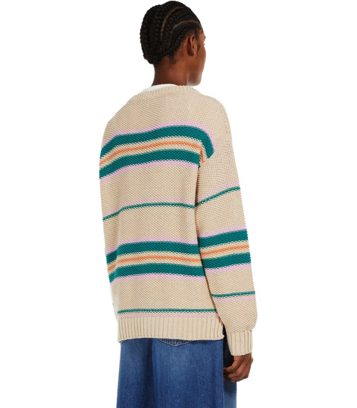 MAX MARA WEEKEND ANGUS BEIGE CREWNECK SWEATER WITH EMBROIDERY
