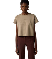 ELISABETTA FRANCHI BEIGE CROPPED T-SHIRT MIT LETTERING