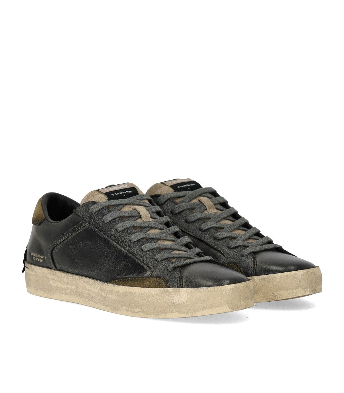 CRIME LONDON DISTRESSED BLACK SNEAKER