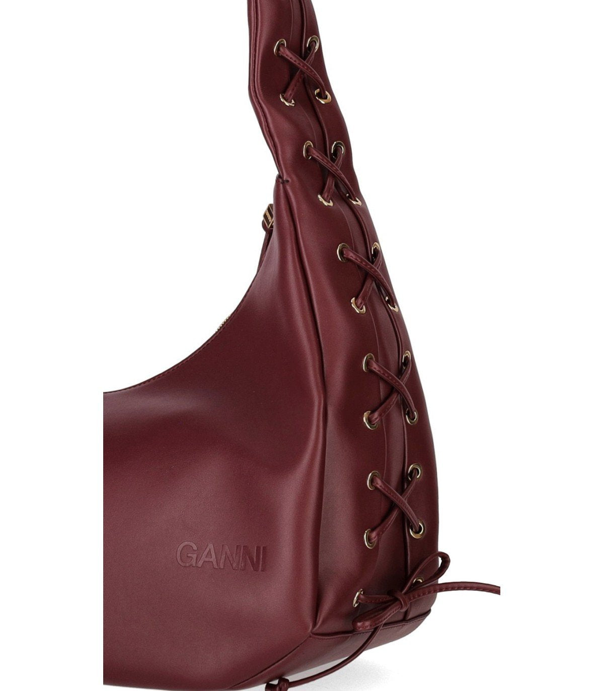 GANNI BURGUNDY MEDIUM HOBO BAG