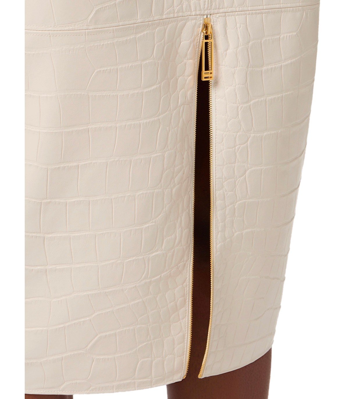 ELISABETTA FRANCHI MILK MIDI SKIRT WITH CROCO-PRINT