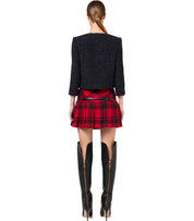 ELISABETTA FRANCHI CROPPED JAS IN ZWART/ROOD PASSION TWEED