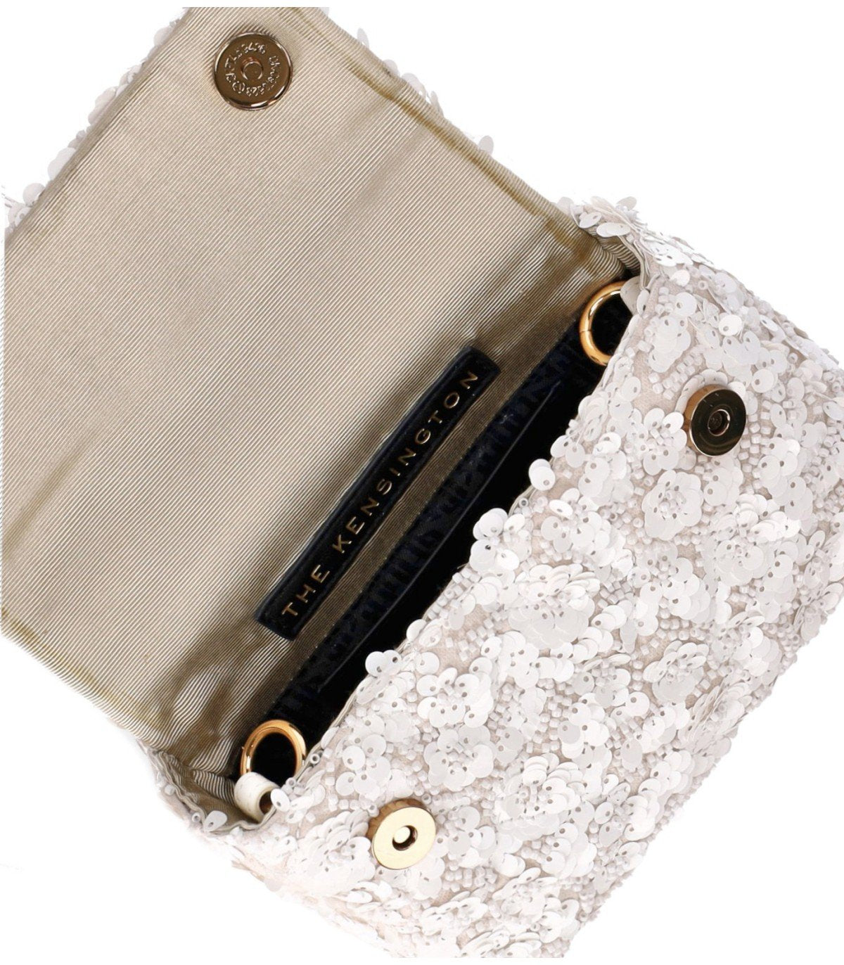 KURT GEIGER KENSINGTON PAILLETTES MINI WEISSE HANDTASCHE