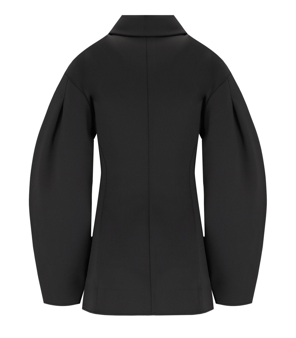 GANNI BLACK SINGLE-BREASTED SCUBA BLAZER