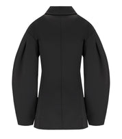 GANNI BLACK SINGLE-BREASTED SCUBA BLAZER