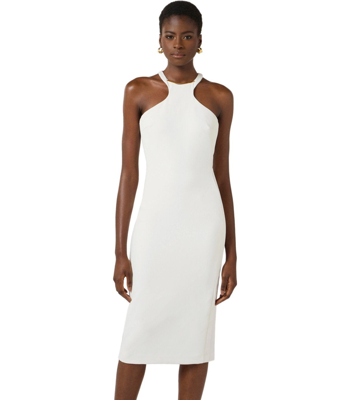ELISABETTA FRANCHI IVORY MIDI DRESS
