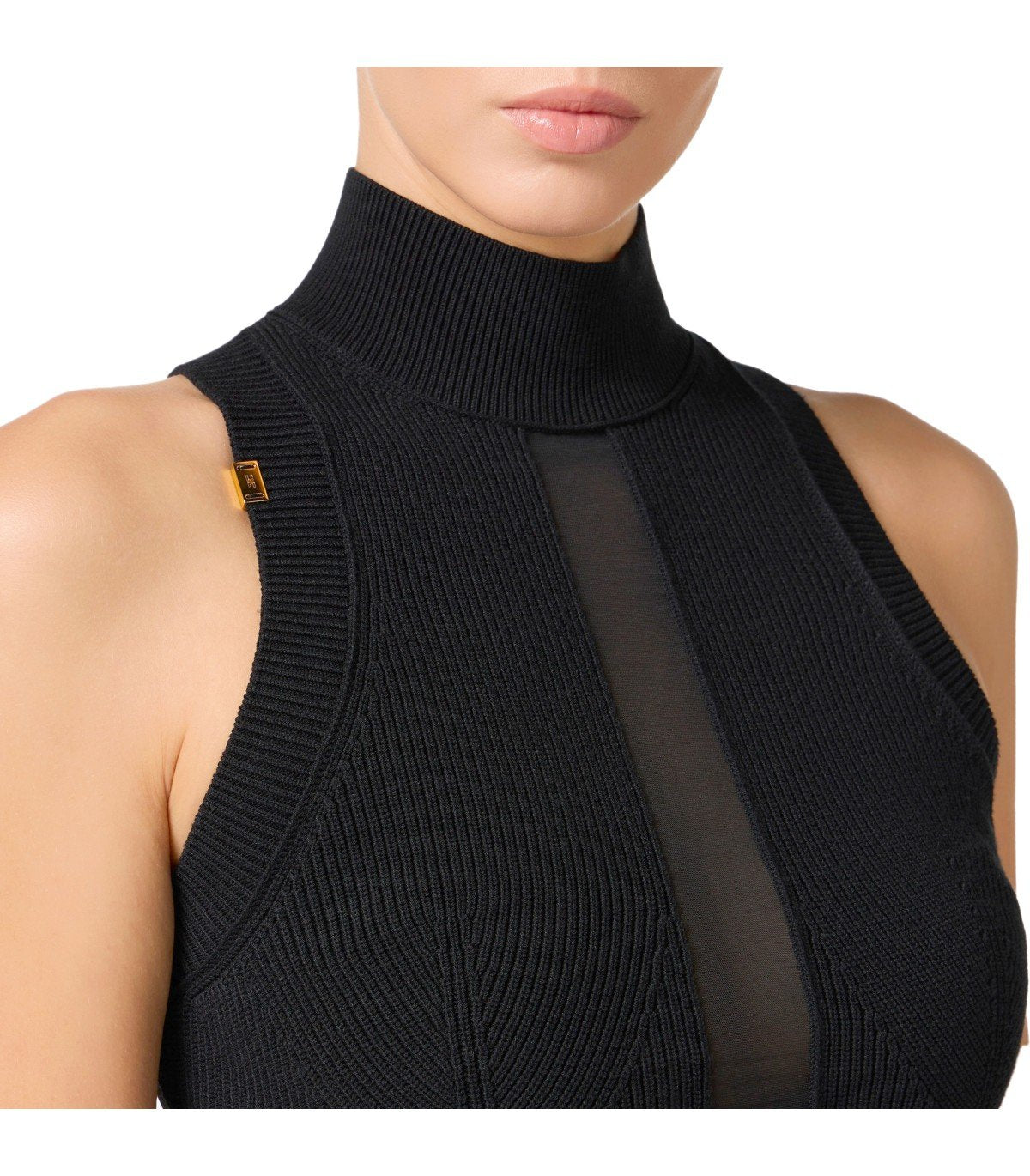 ELISABETTA FRANCHI BLACK TOP WITH TULLE