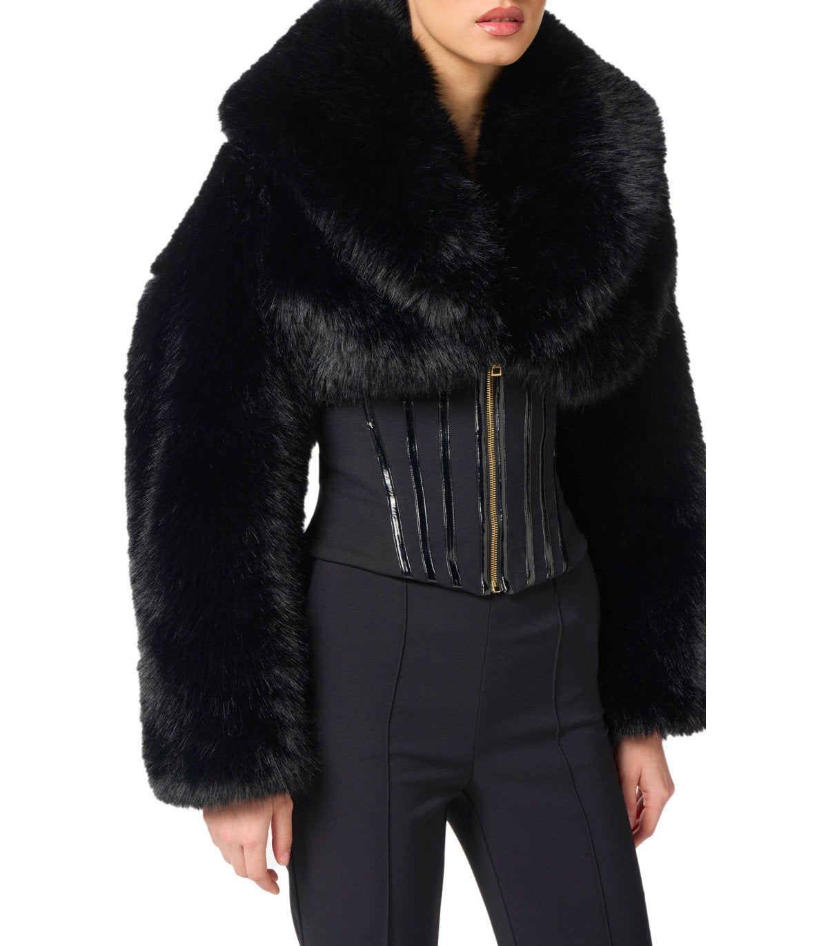 ELISABETTA FRANCHI BLACK BUSTIER JACKET