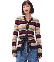 CARDIGAN A RIGHE CON CINTURA MULTICOLORE GANNI