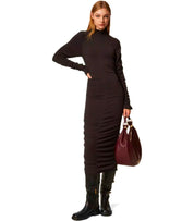 TWINSET CHOCOLATE KNITTED MIDI DRESS
