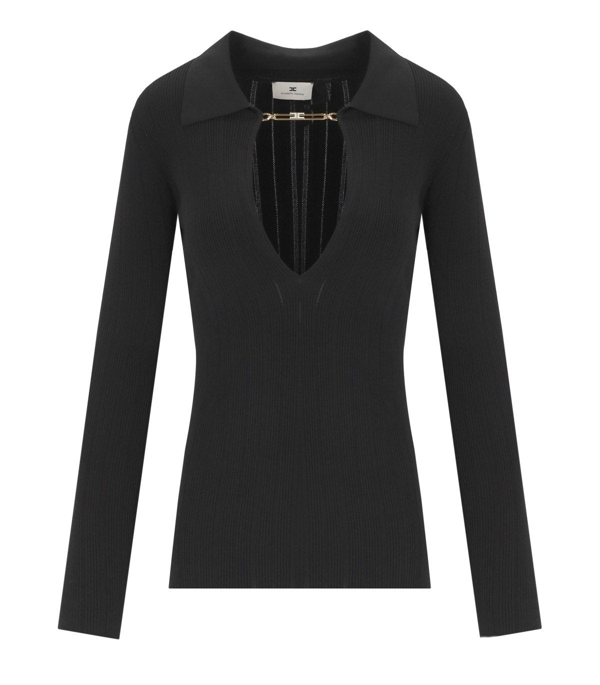 ELISABETTA FRANCHI BLACK POLO SWEATER