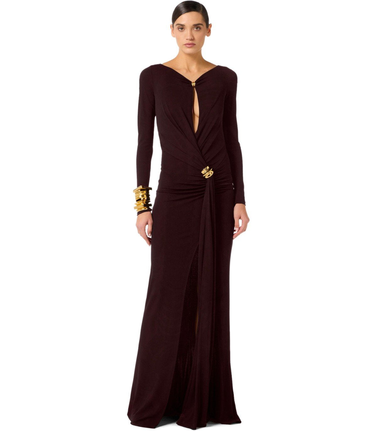 ELISABETTA FRANCHI RED CARPET DARK CHOCOLATE DRESS – FerrarisBoutique