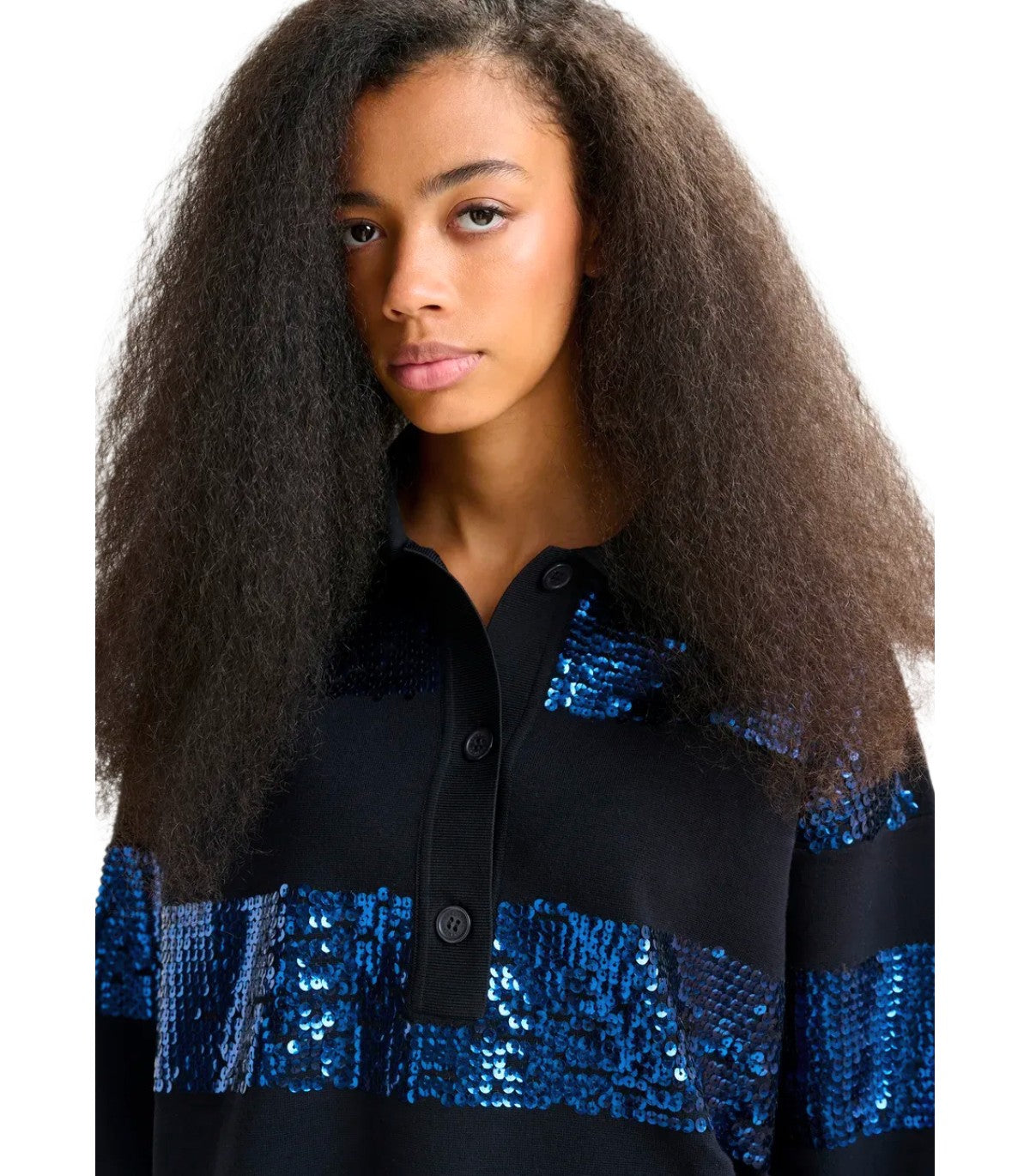 ESSENTIEL ANTWERP ILLUMINATI ZWART GEBREID POLOSHIRT
