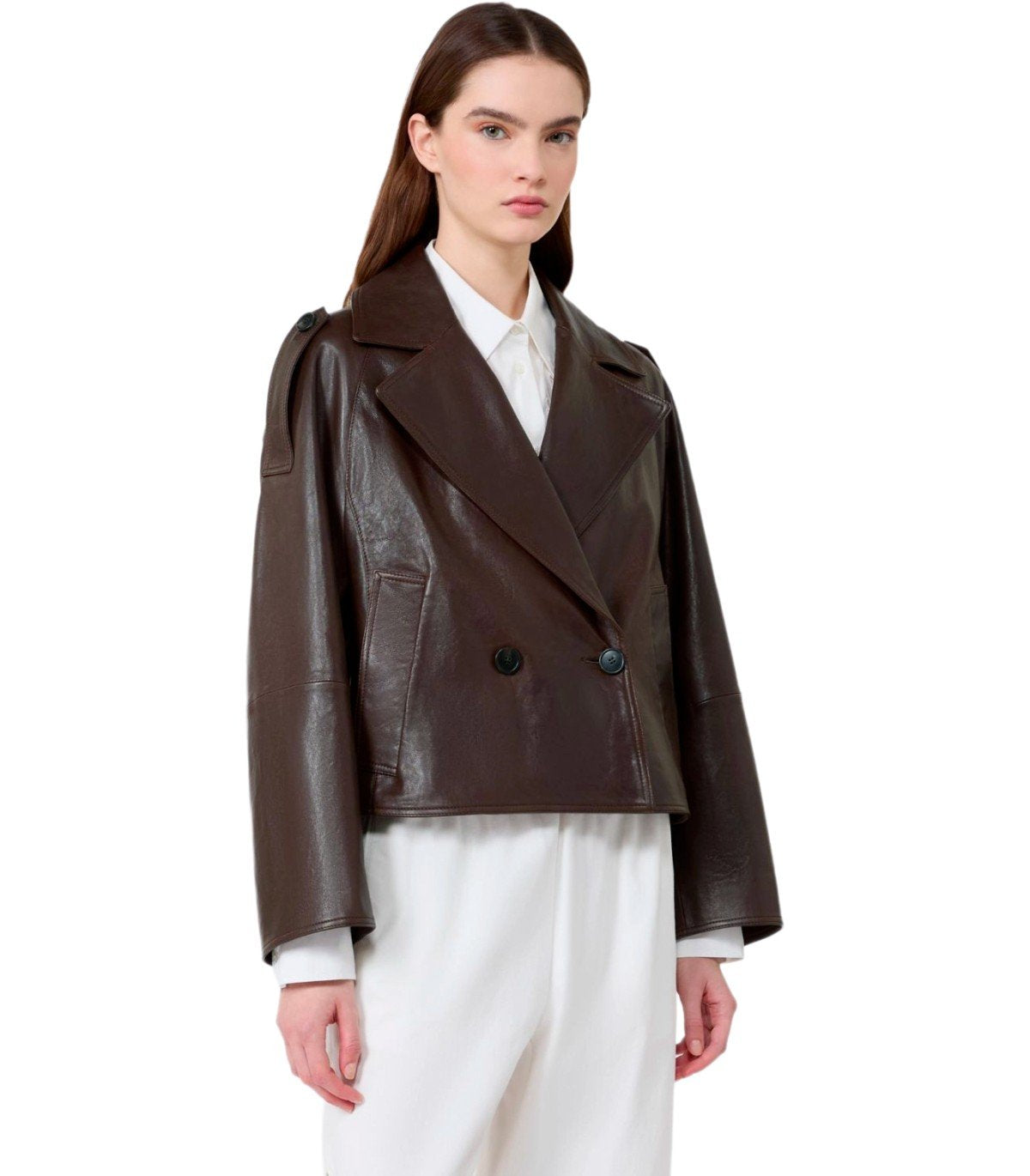 MAX MARA WEEKEND FELINO BRAUNER LEDERJACKE