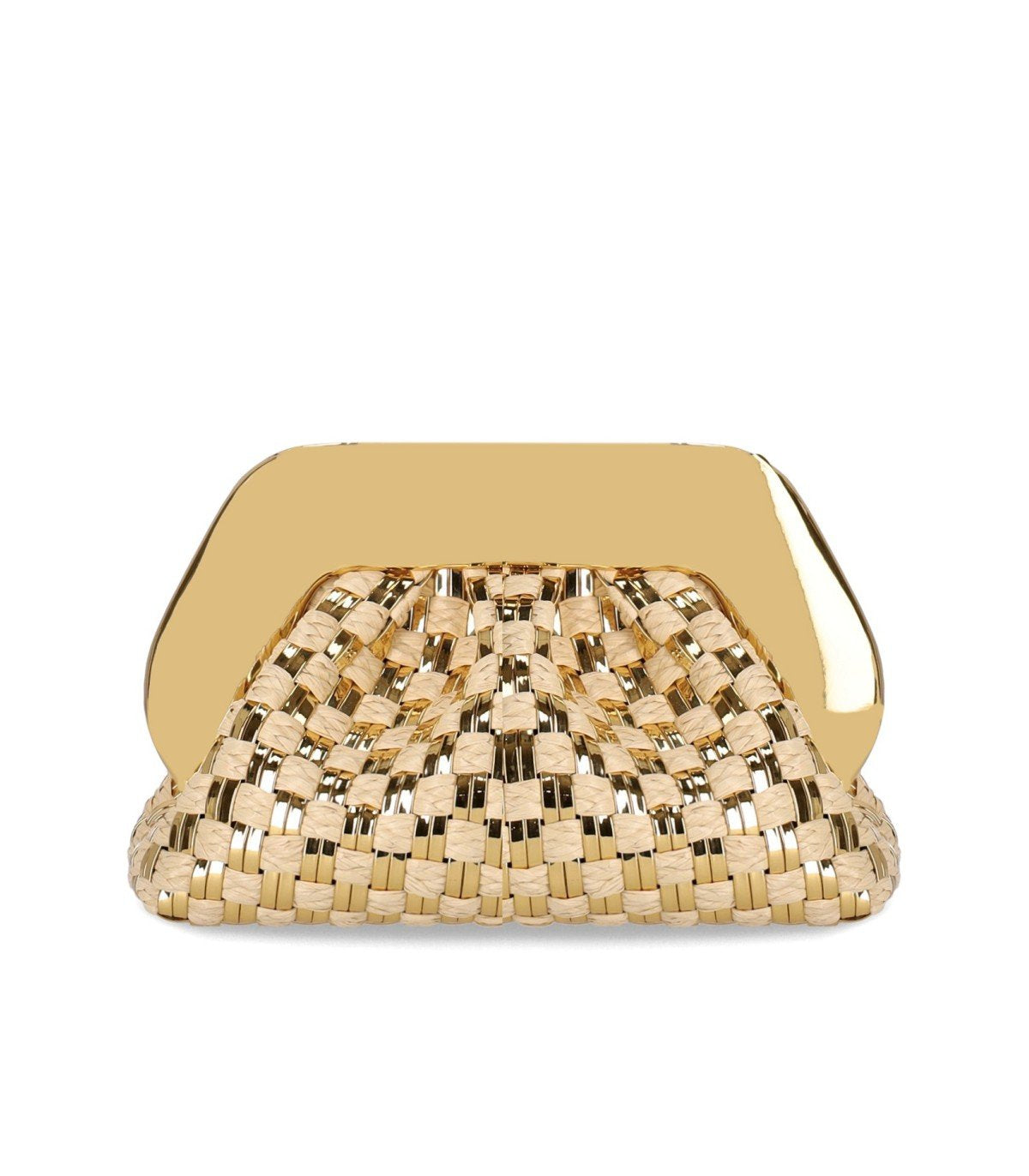 CLUTCH TIA MICRO WEAVED STRAW LAMINATED ORO THEMOIRè