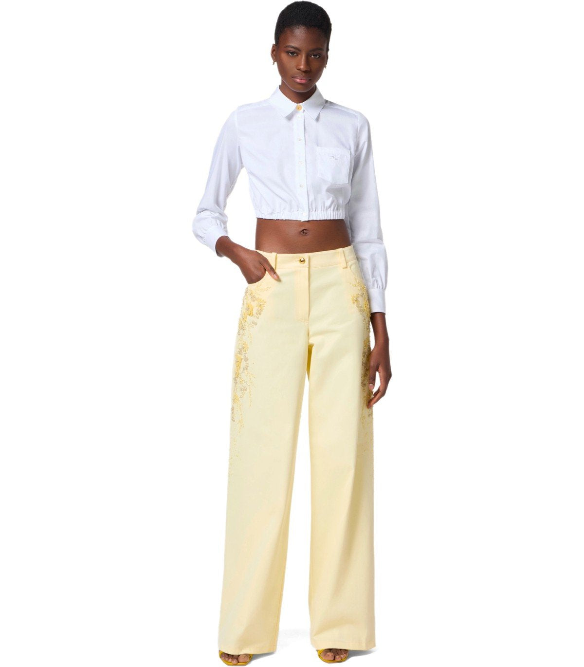 ELISABETTA FRANCHI WHITE CROPPED SHIRT