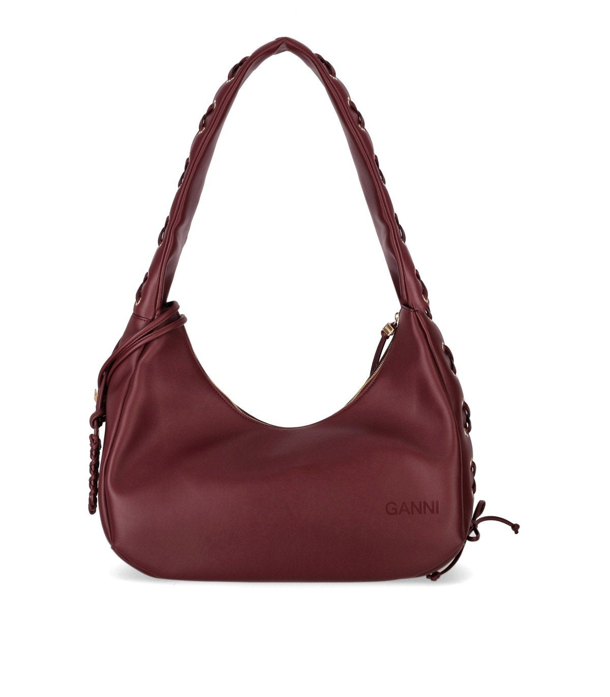 GANNI BURGUNDY MEDIUM HOBO BAG