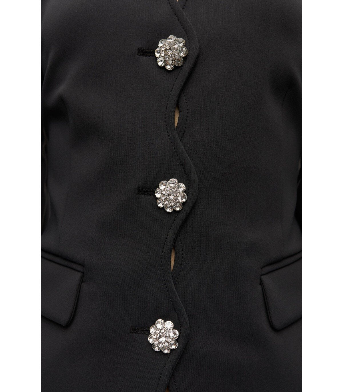 GANNI BLACK SINGLE-BREASTED SCUBA BLAZER