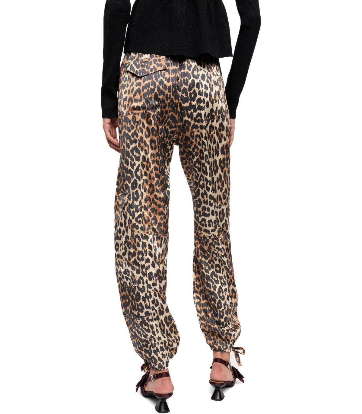 GANNI SATIN ANIMAL PRINT PANTS
