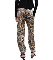 GANNI SATIN ANIMAL PRINT PANTS