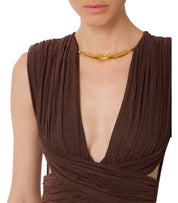 ELISABETTA FRANCHI RED CARPET COFFEE DRESS