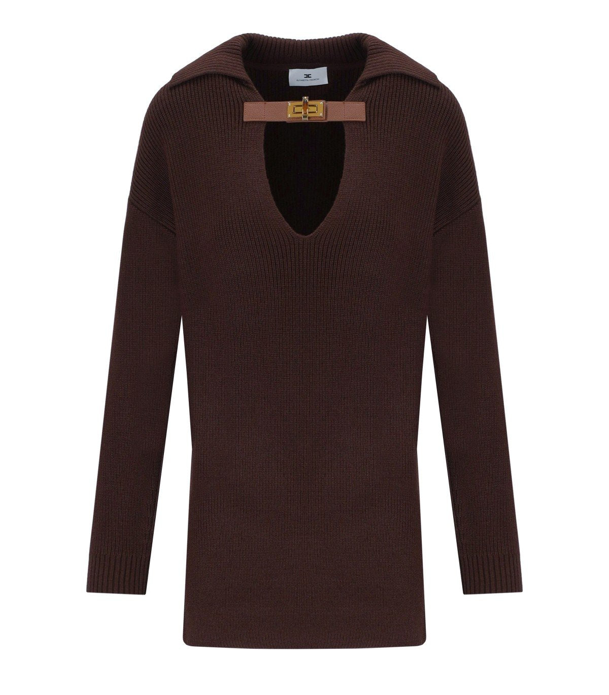 ELISABETTA FRANCHI COFFEE POLO SWEATER