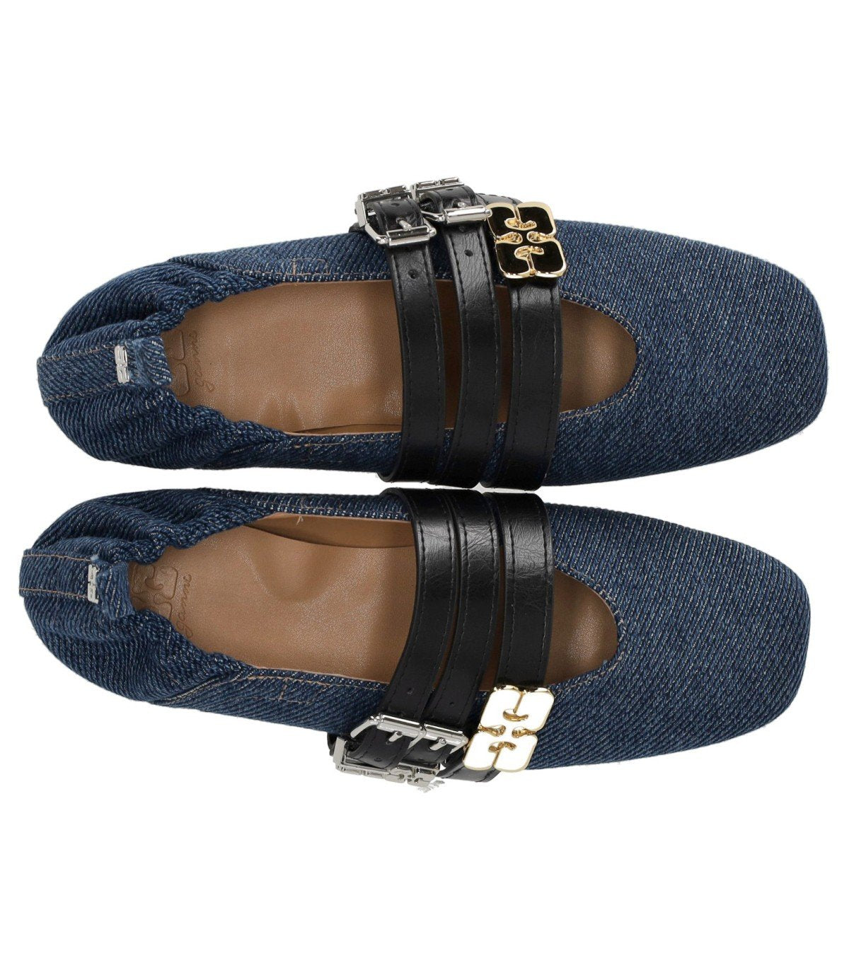 GANNI SUE TRIPLE DENIM BALLET FLAT SHOE