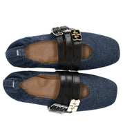 GANNI SUE TRIPLE DENIM BALLET FLAT SHOE