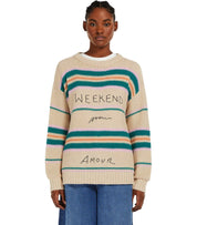 MAX MARA WEEKEND ANGUS BEIGE CREWNECK SWEATER WITH EMBROIDERY