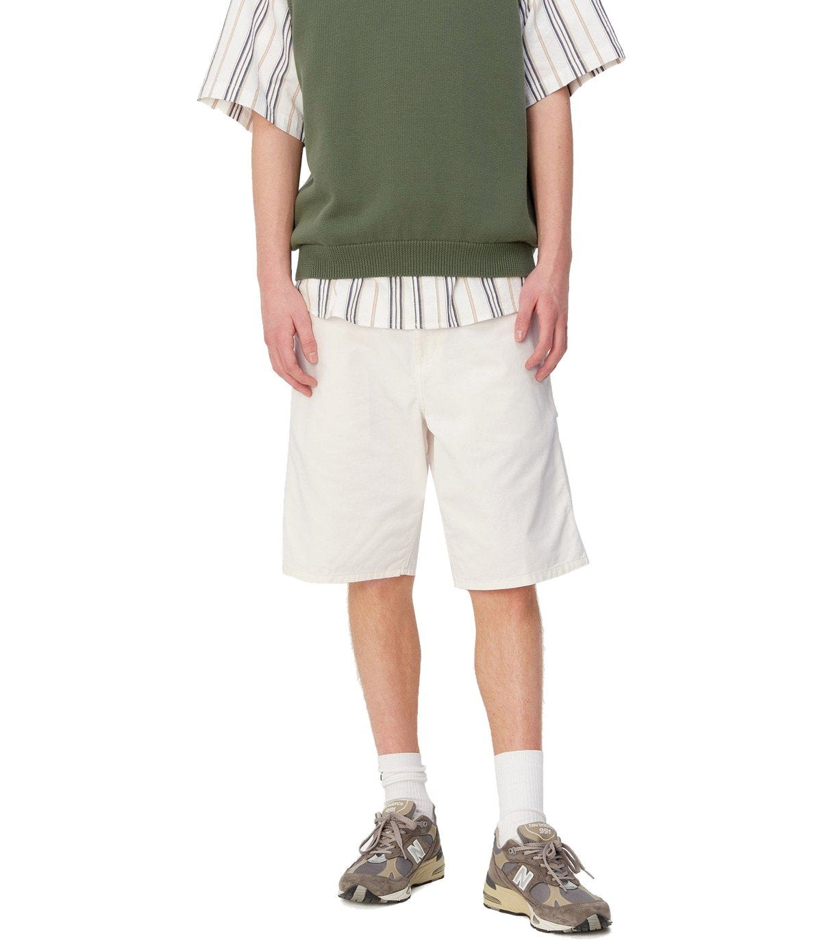 CARHARTT WIP SINGLE KNEE OFF-WHITE BERMUDA SHORTS