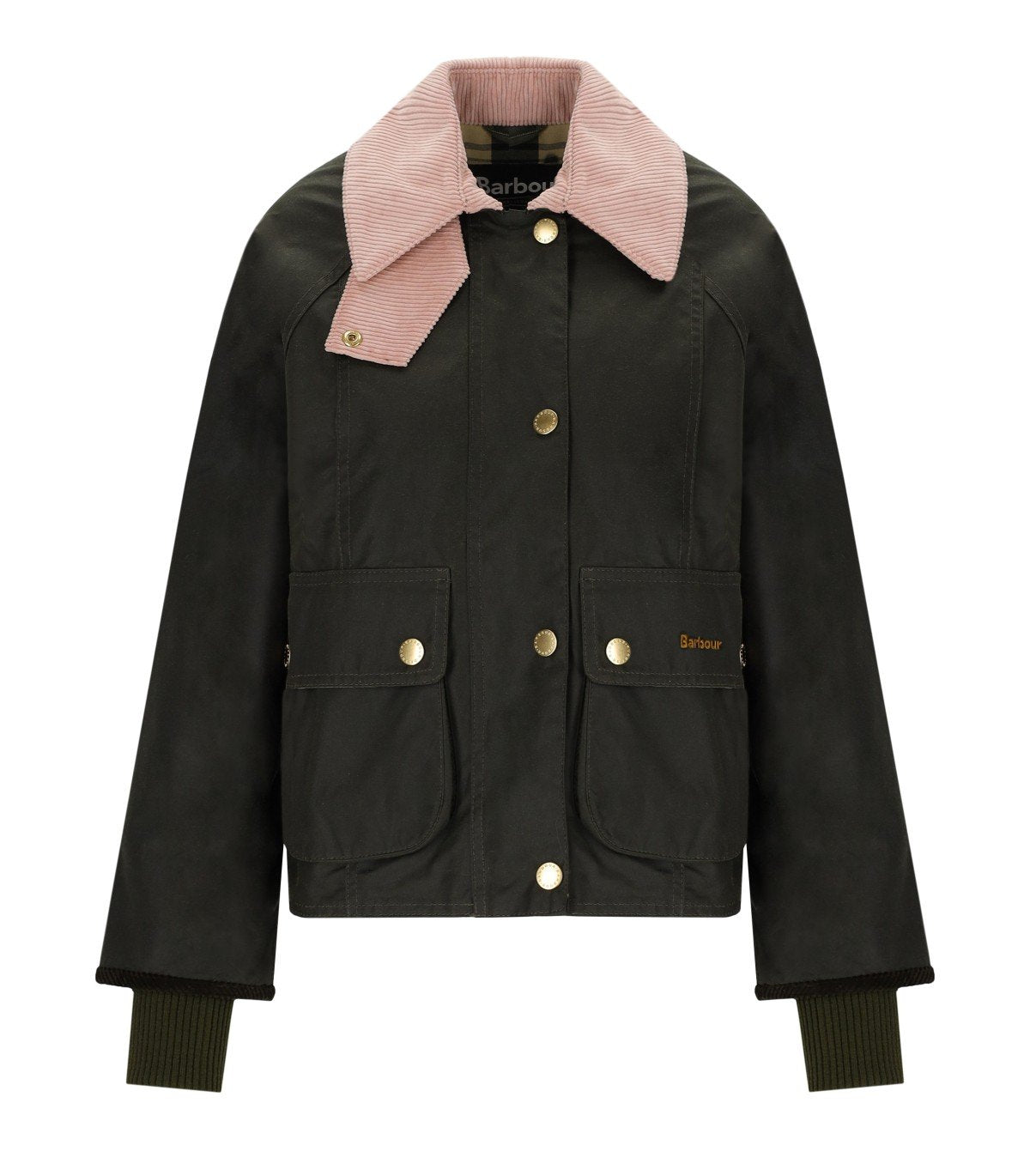 BARBOUR BEADNELL WAX OLIVGRÜNE CROPPED JACKE