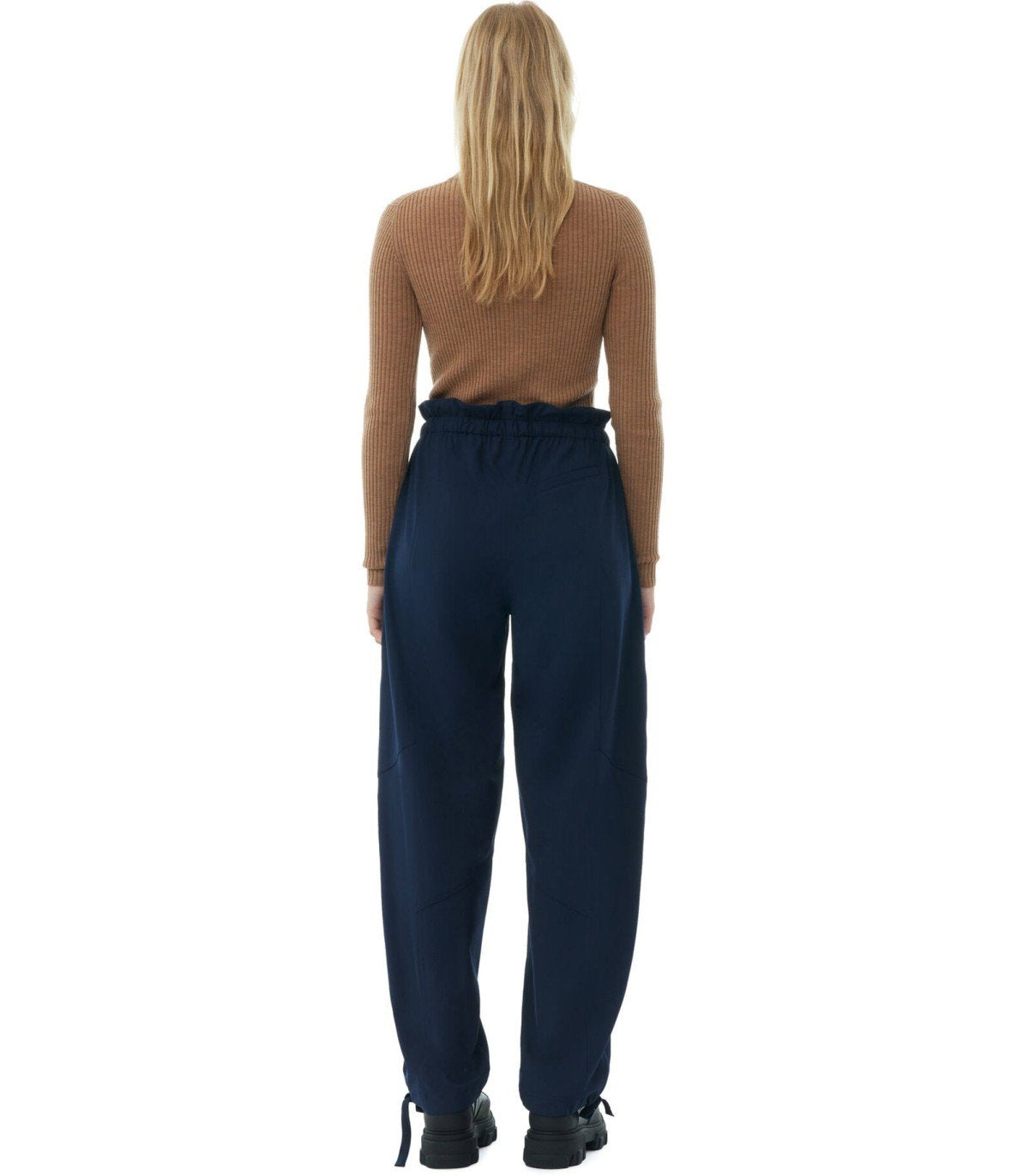 GANNI BLAUE HOSE MIT KORDELZUG