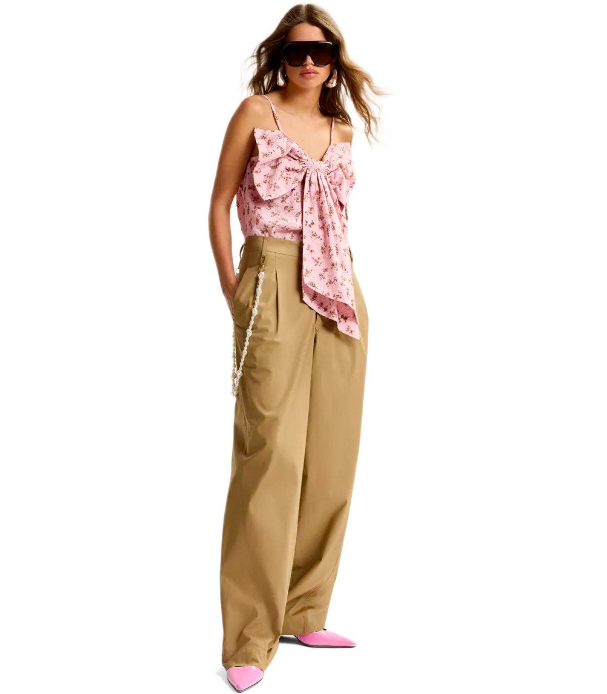 ESSENTIEL ANTWERP JESUIS BEIGE BARREL FIT PANTS