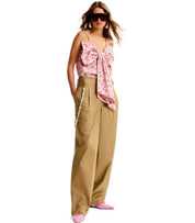 ESSENTIEL ANTWERP JESUIS BEIGE BARREL FIT PANTS