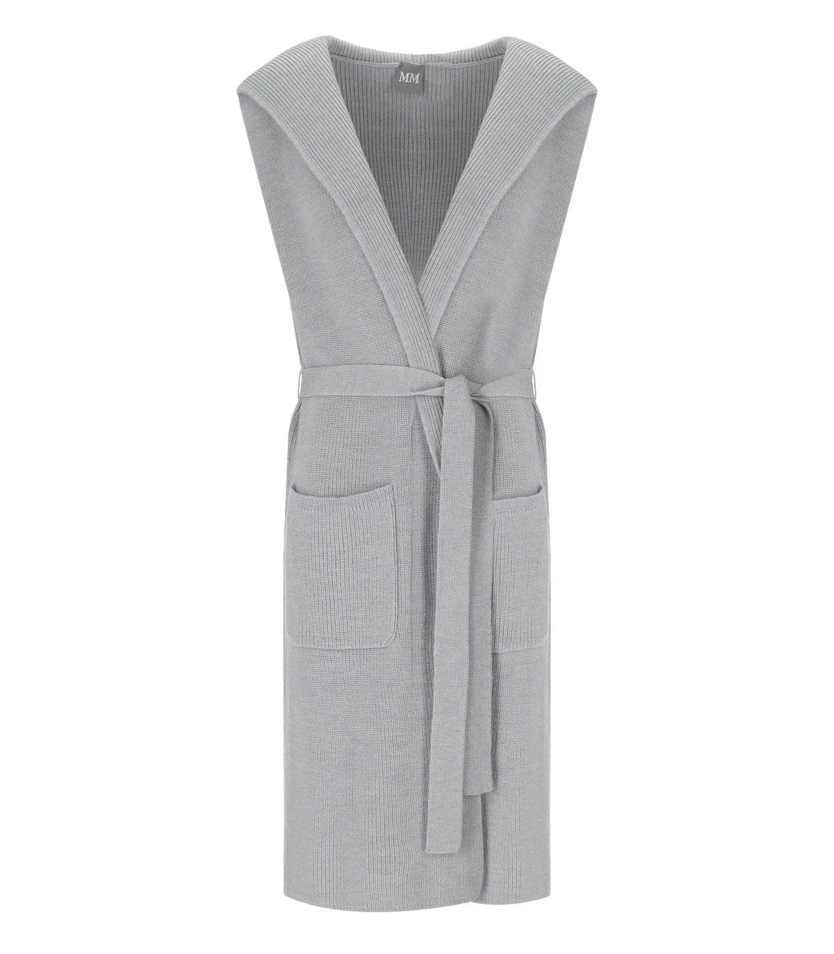 MM MAX MARA BADESSE GREY LONG SLEEVELESS CARDIGAN