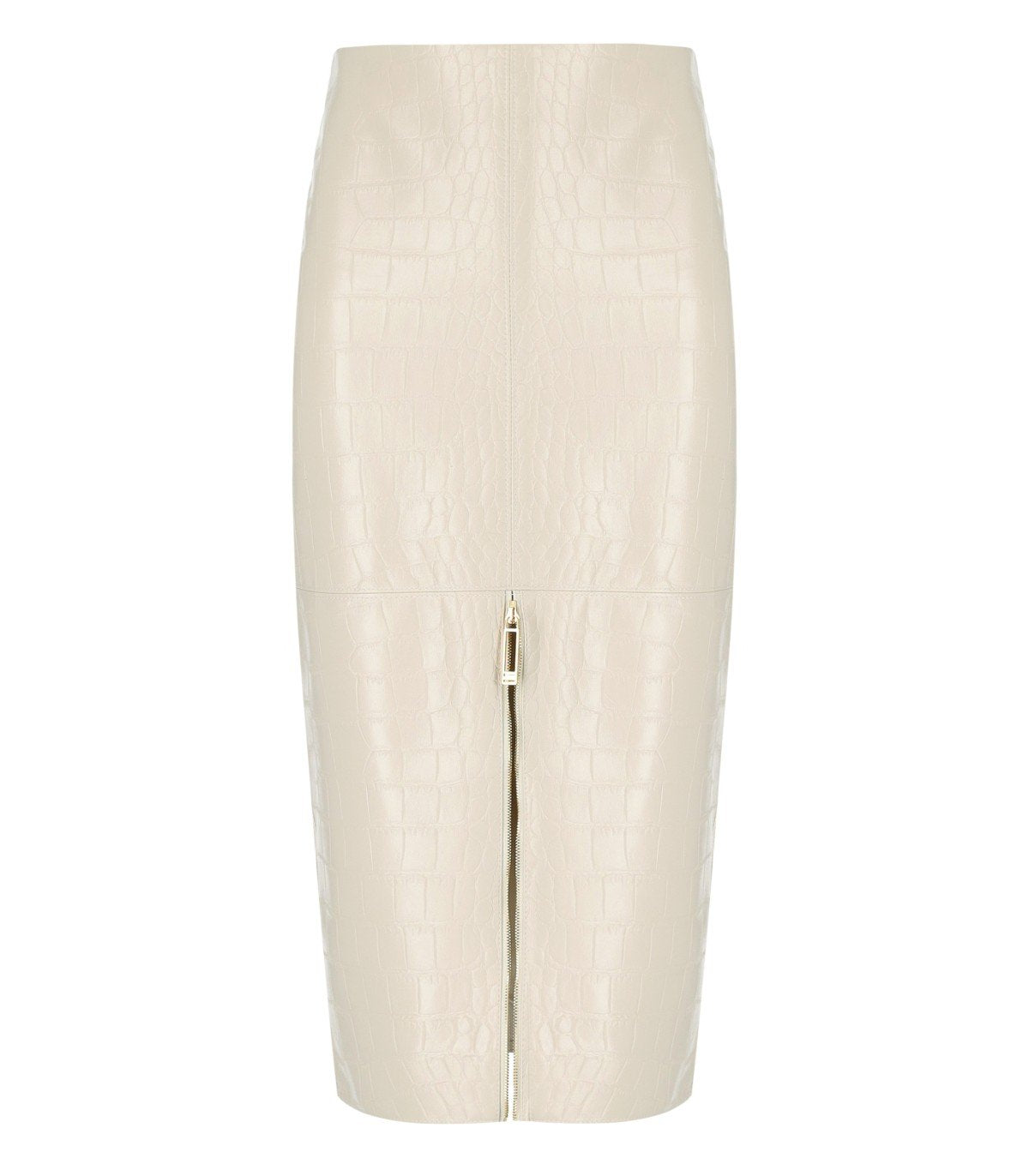 ELISABETTA FRANCHI MILK MIDI SKIRT WITH CROCO-PRINT