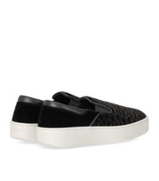 EMPORIO ARMANI BLACK MONOGRAM SLIP-ON SNEAKER