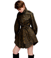 ESSENTIEL ANTWERP SCHWARZ KAKI ANIMAL-PRINT KETO KLEID
