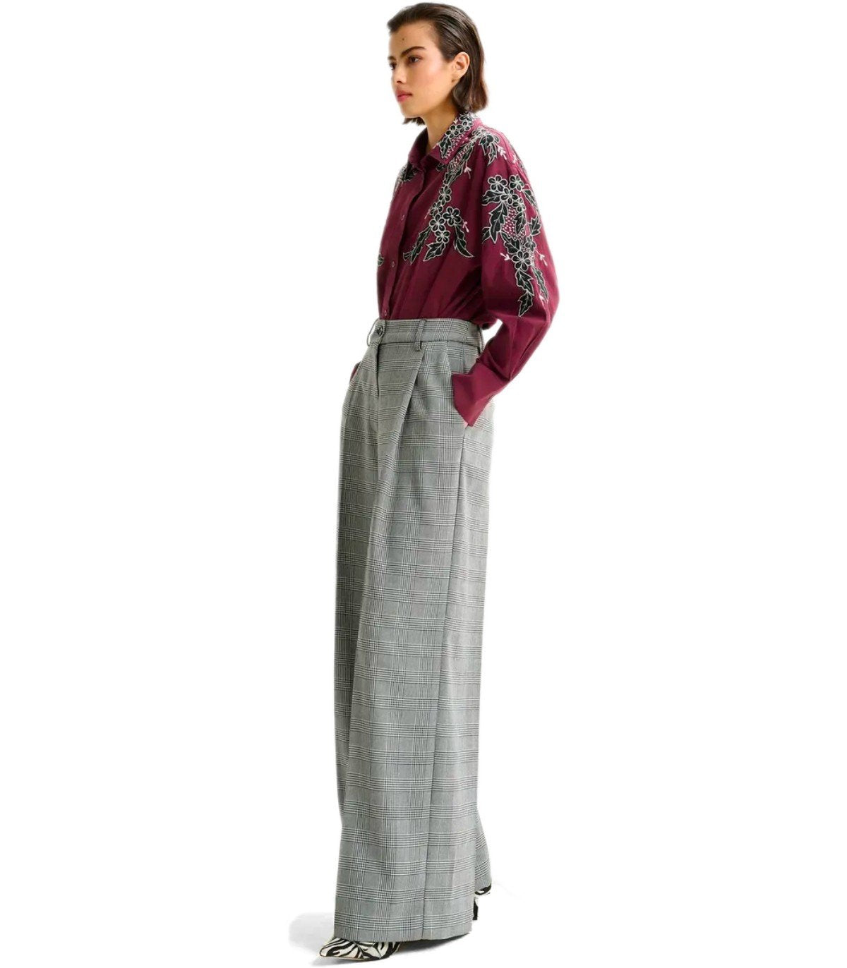 ESSENTIEL ANTWERP INVEST GRAUE WIDE LEG HOSE
