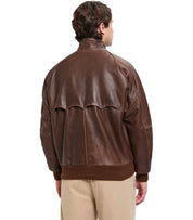 BARACUTA G9 LEATHER CHOCOLATE BOMBER JACKET