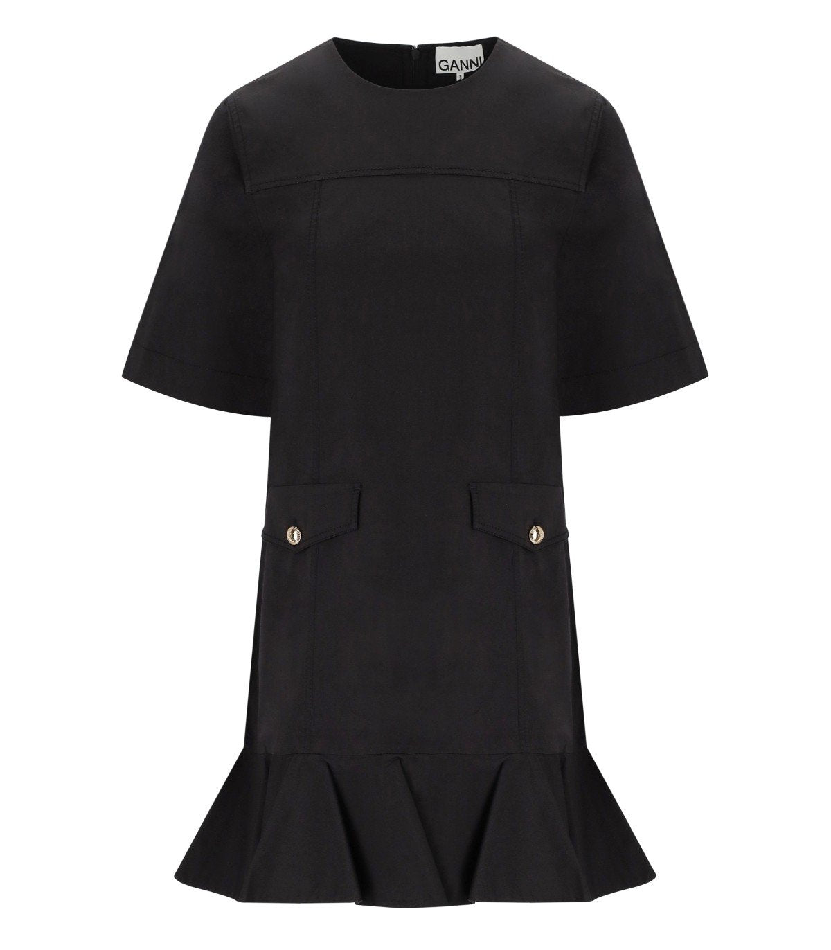 GANNI BLACK STRETCH MINI DRESS