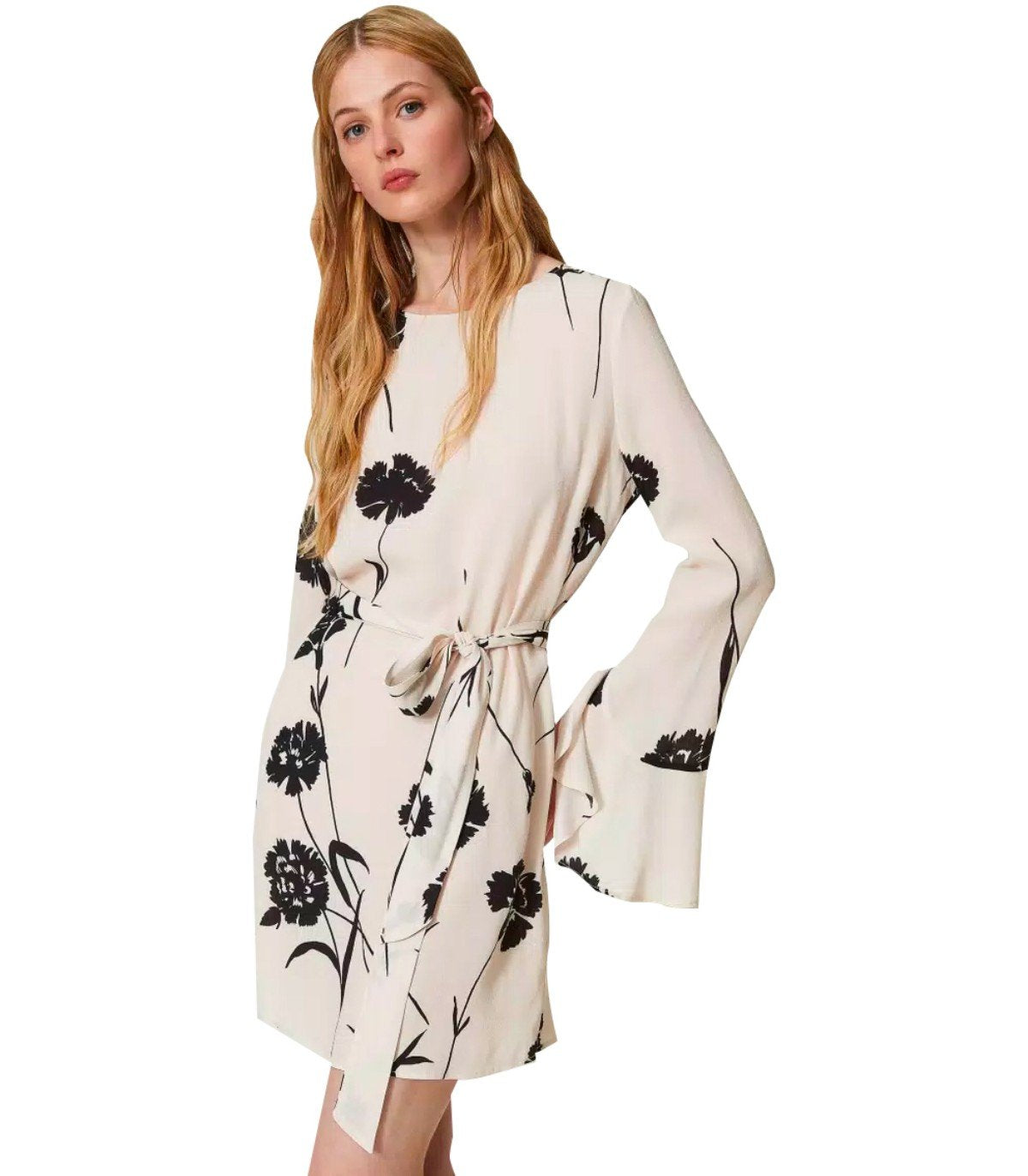 TWINSET CREME JURK MET BLOEMEN