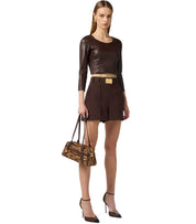 ELISABETTA FRANCHI BROWN BELTED SHORTS