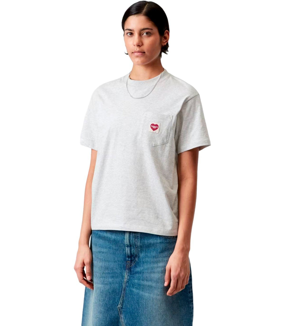CARHARTT WIP W' S/S POCKET HEART GREY T-SHIRT