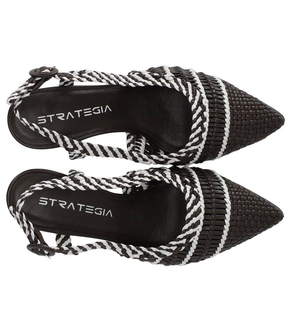STRATEGIA BROWN WOVEN SLINGBACK PUMP
